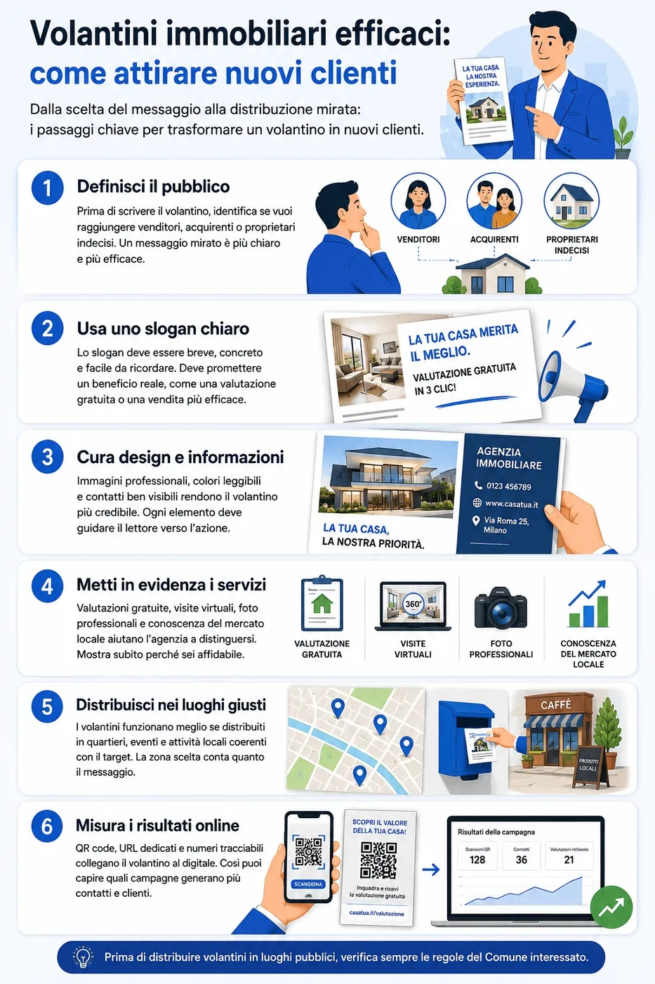 Infografica che illustra come creare volantini immobiliari d'effetto