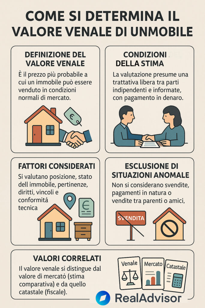 Infografica che illustra il significato del valore venale di un immobile