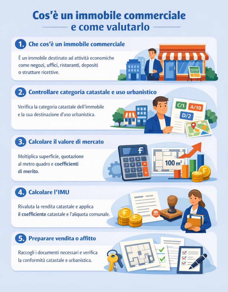 Infografica che illustra cos'è un immobile commerciale