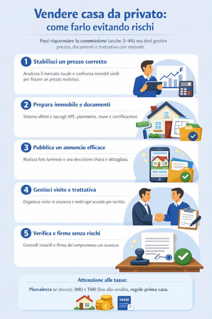 Infografica che illustra come vendere casa da privato