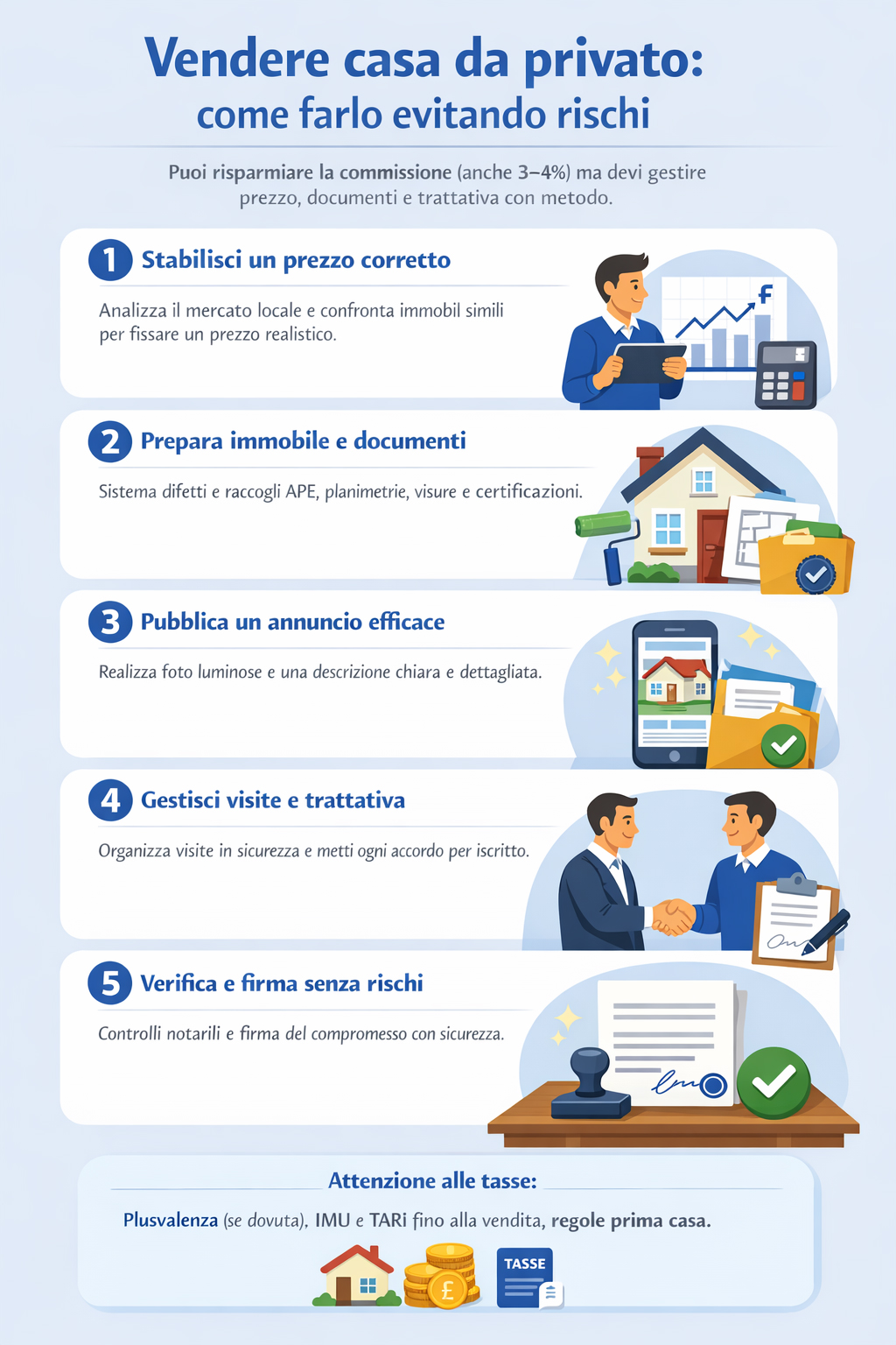 Infografica che illustra come vendere casa da privato