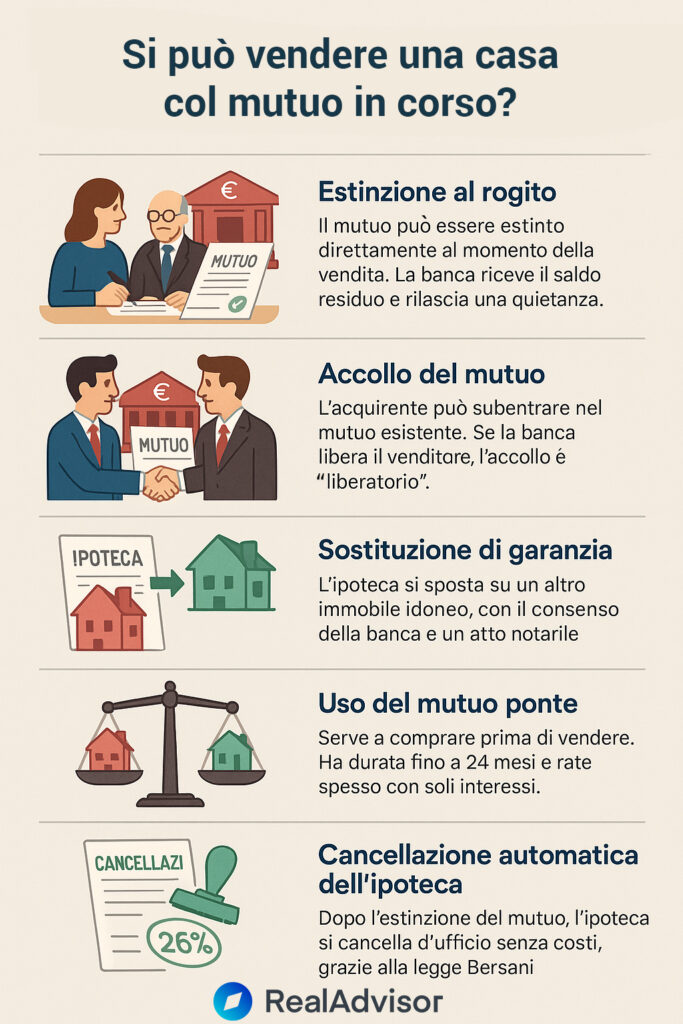 Infografica che illustra come funziona la vendita di una casa con un mutuo in corso