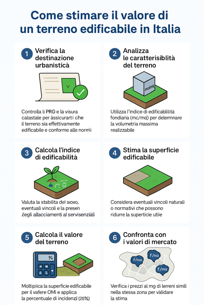 Infografica sulla valutazione di un terreno edificabile