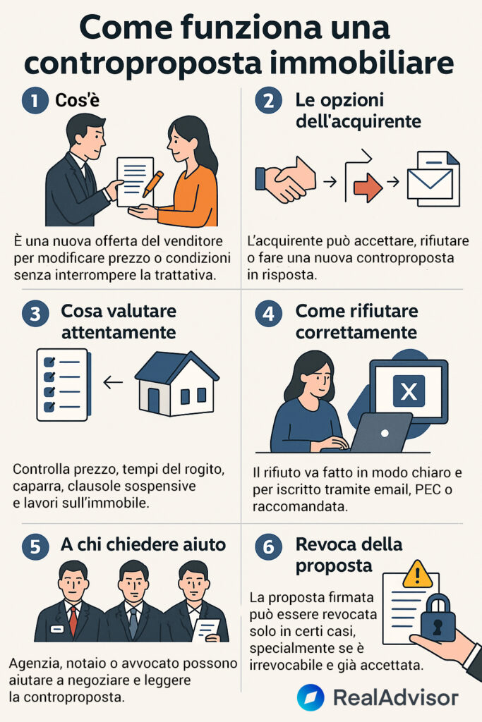 Infografica che illustra come funziona la controproposta immobiliare