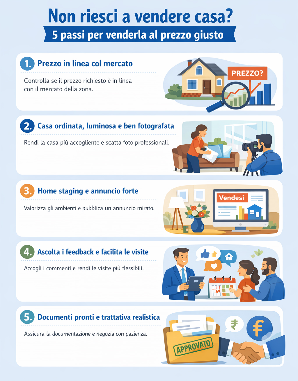 Infografica che spiega cosa fare se non si riesce a vendere casa