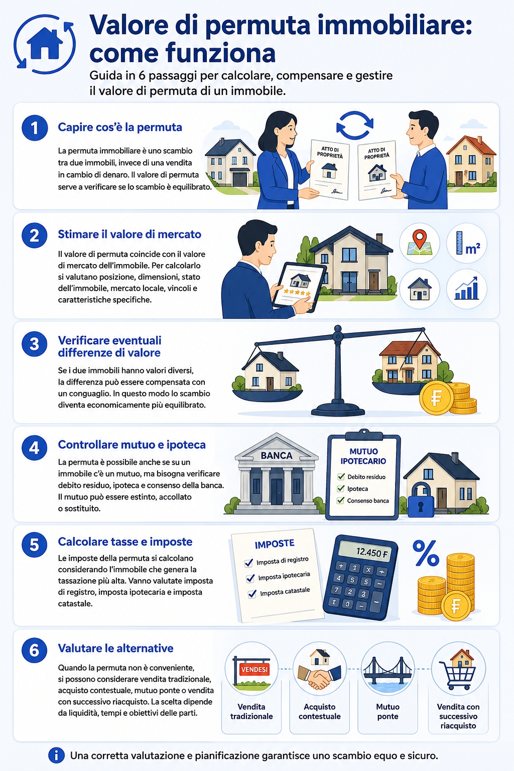 Infografica che illustra cos'è e come si calcola il valore di permuta