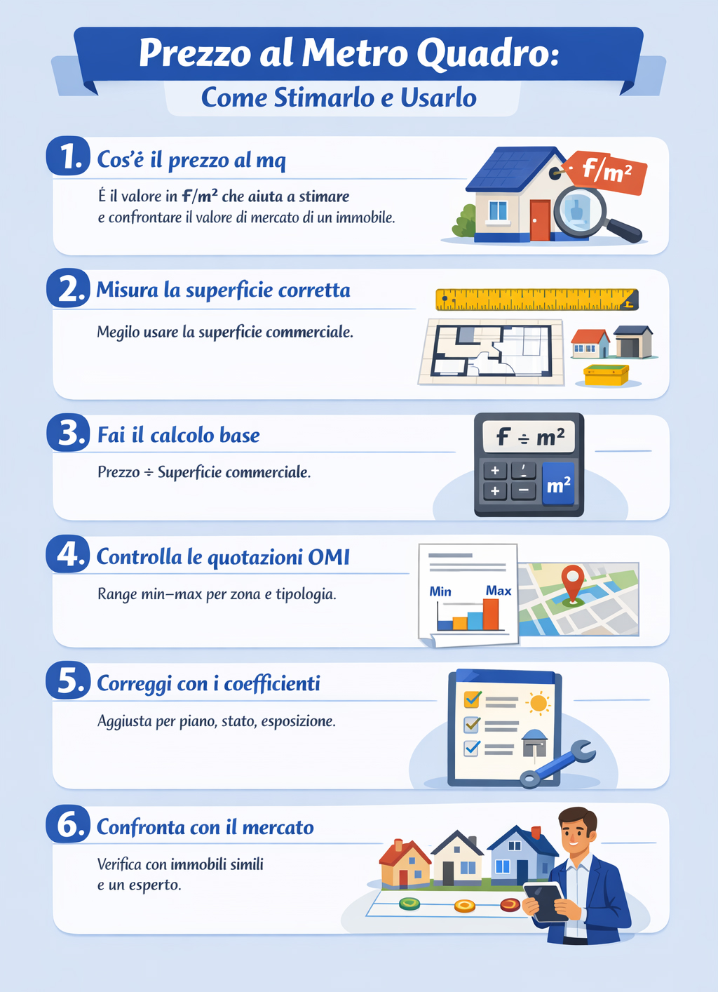 Infografica che illustra cosa è e a cosa serve il prezzo al metro quadro