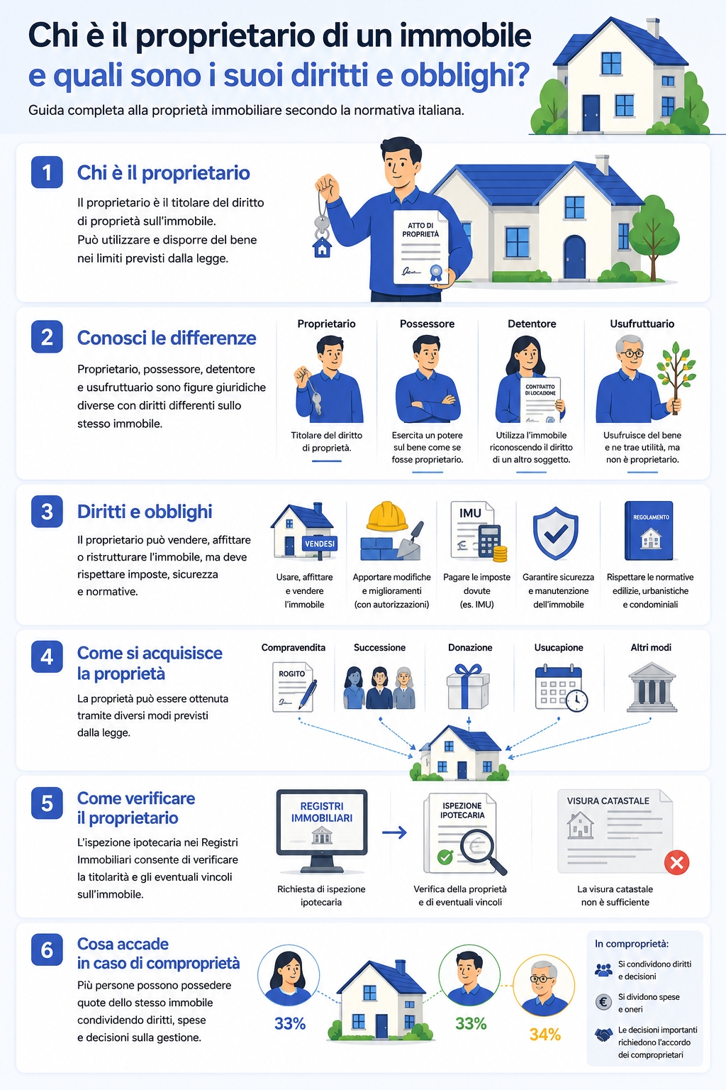 Infografica che illustra cos'è e quali doveri ha il proprietario di un immobile