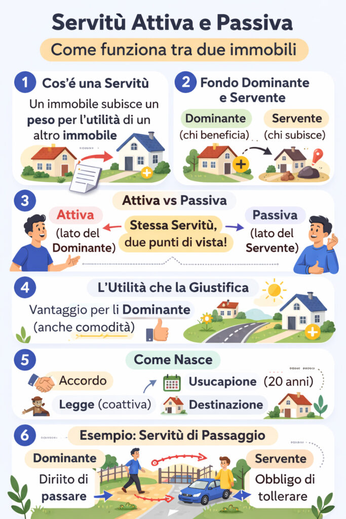 Infografica che illustra il funzionamento della servitù