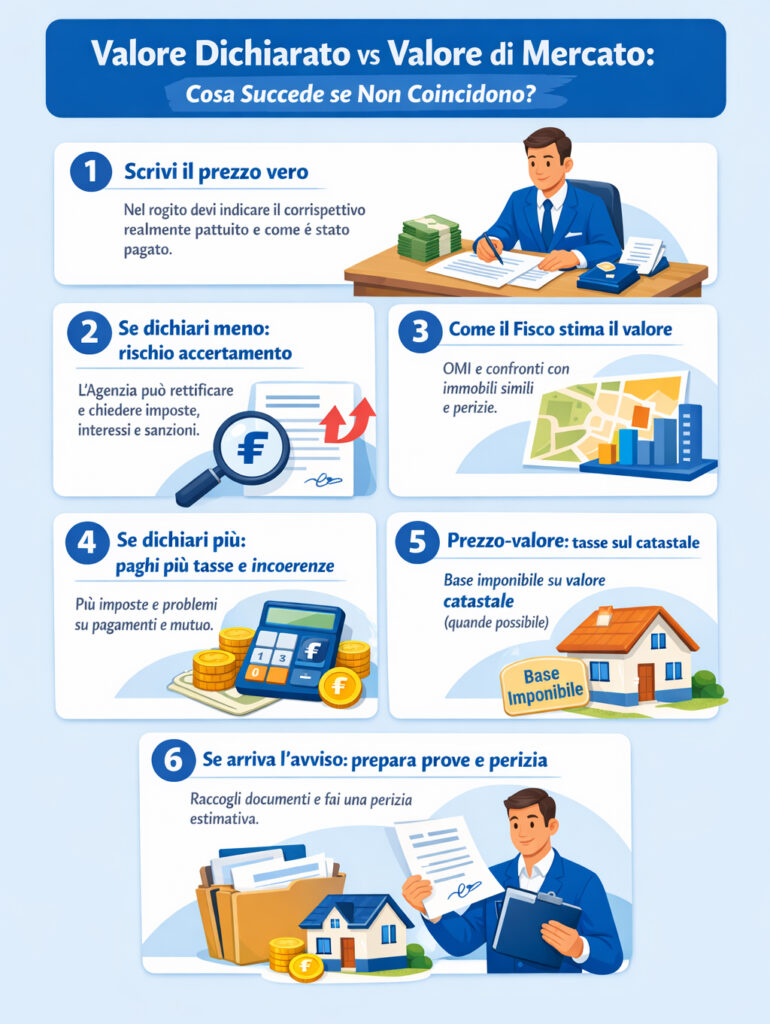 Infografica che illustra cos'è il valore dichiarato di un immobile