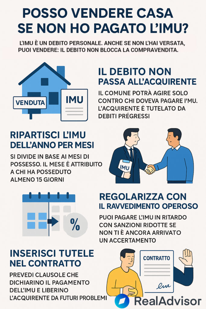 Infografica che illustra se si possa vendere casa senza aver pagato IMU