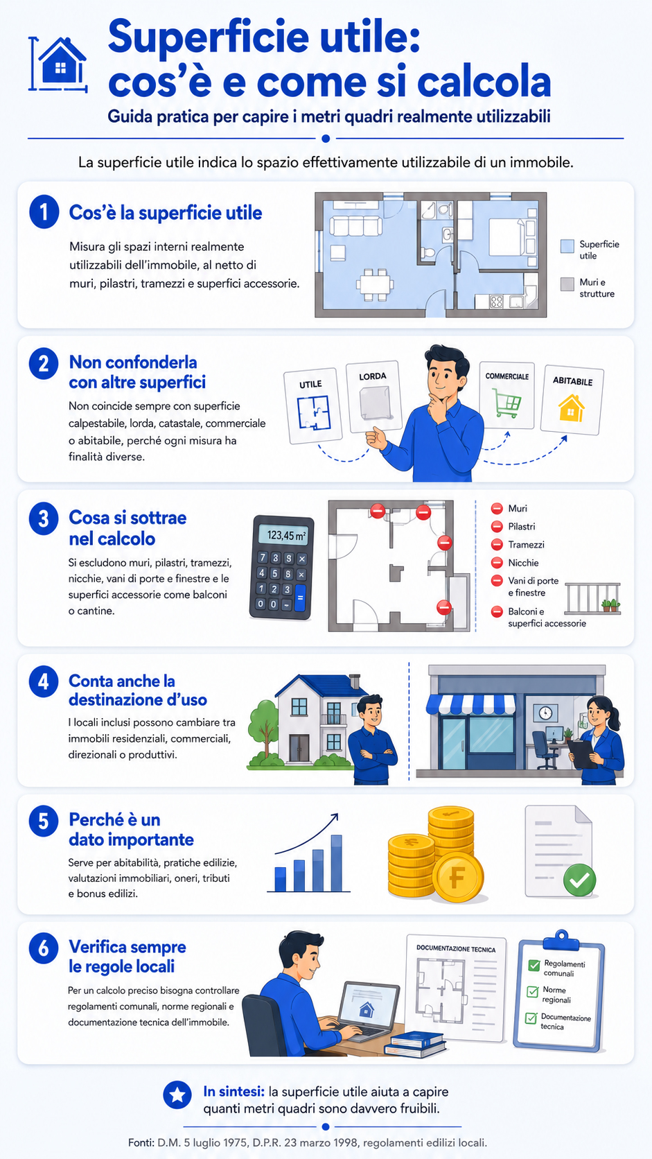Infografica che illustra cos'è e come si calcola la superficie utile