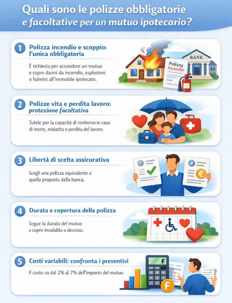 Infografica che illustra come funziona l'assicurazione sul mutuo ipotecario