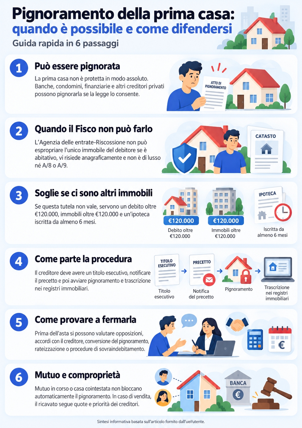 Infografica che fa chiarezza sul pignoramento della prima casa