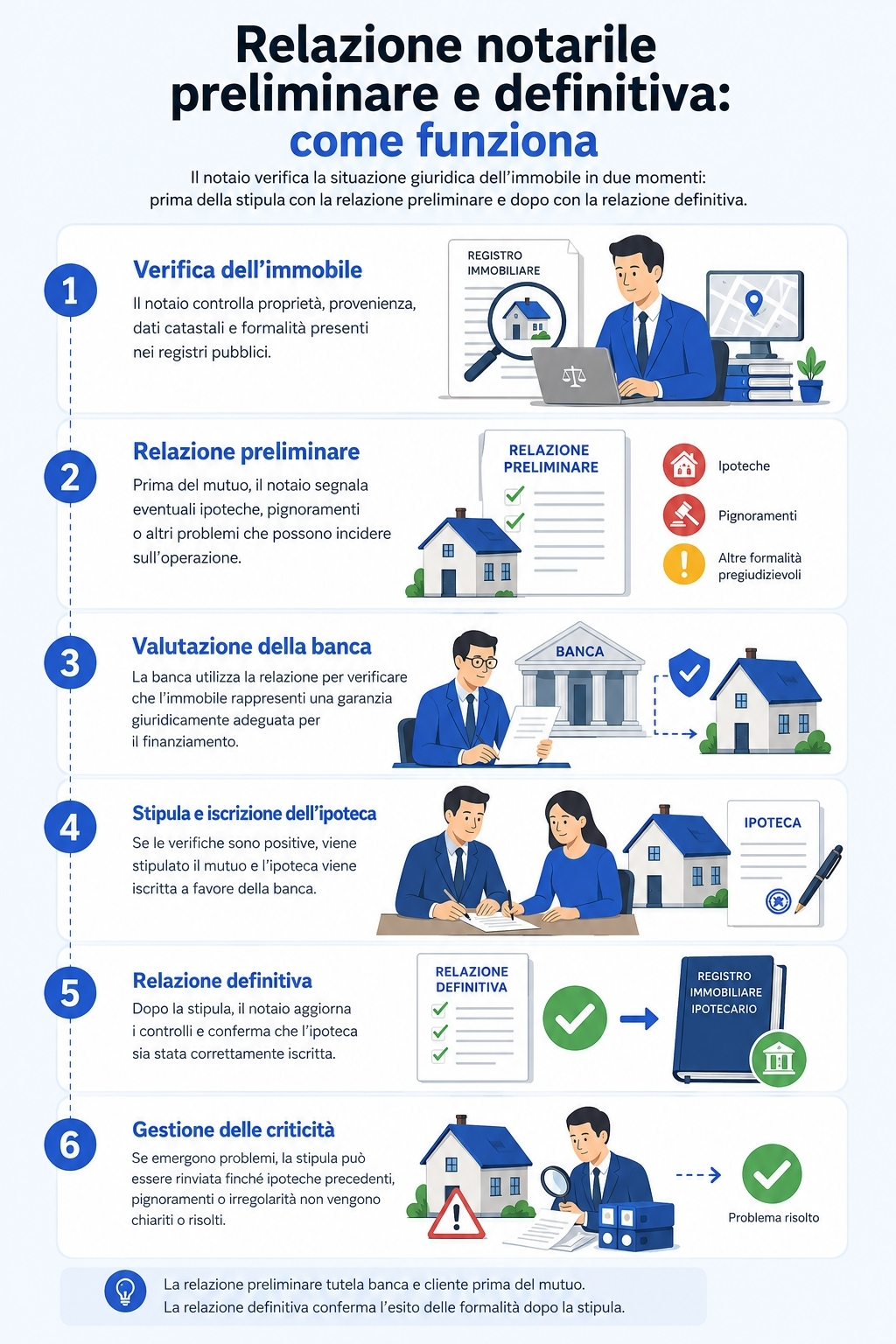 Infografica sulla relazione notarile preliminare e definitiva