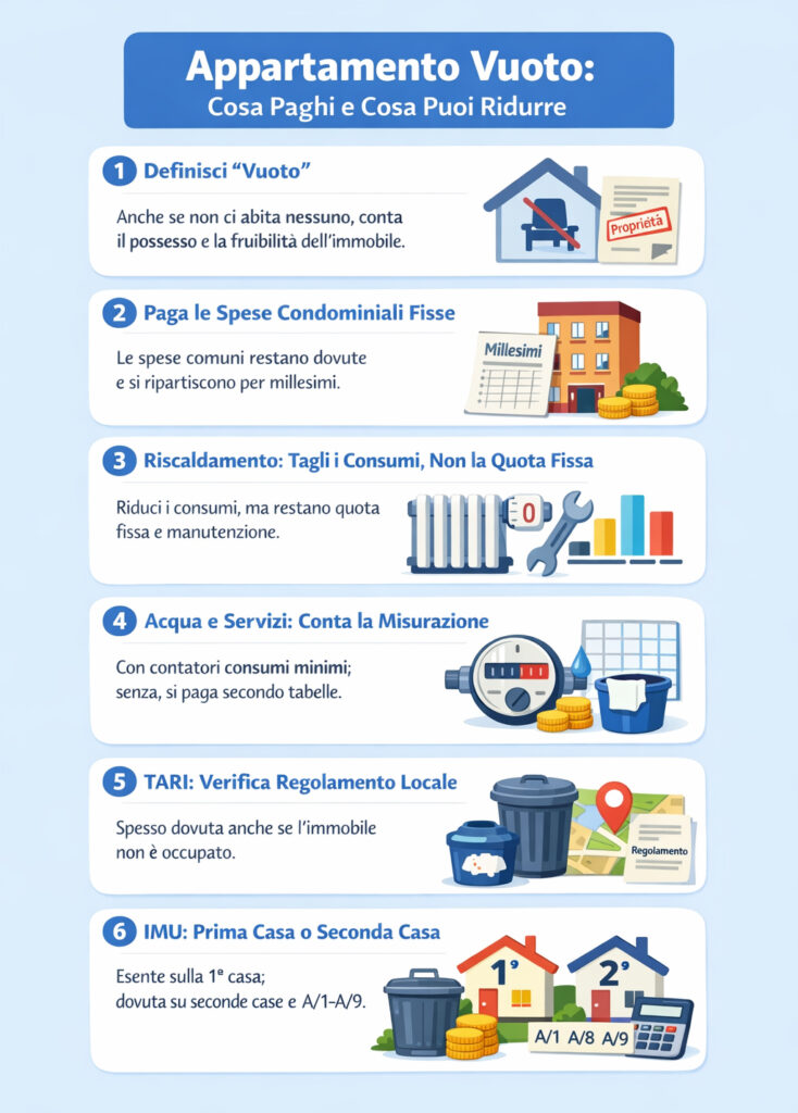 Infografica che illustra come funzionano le spese per un appartamento vuoto