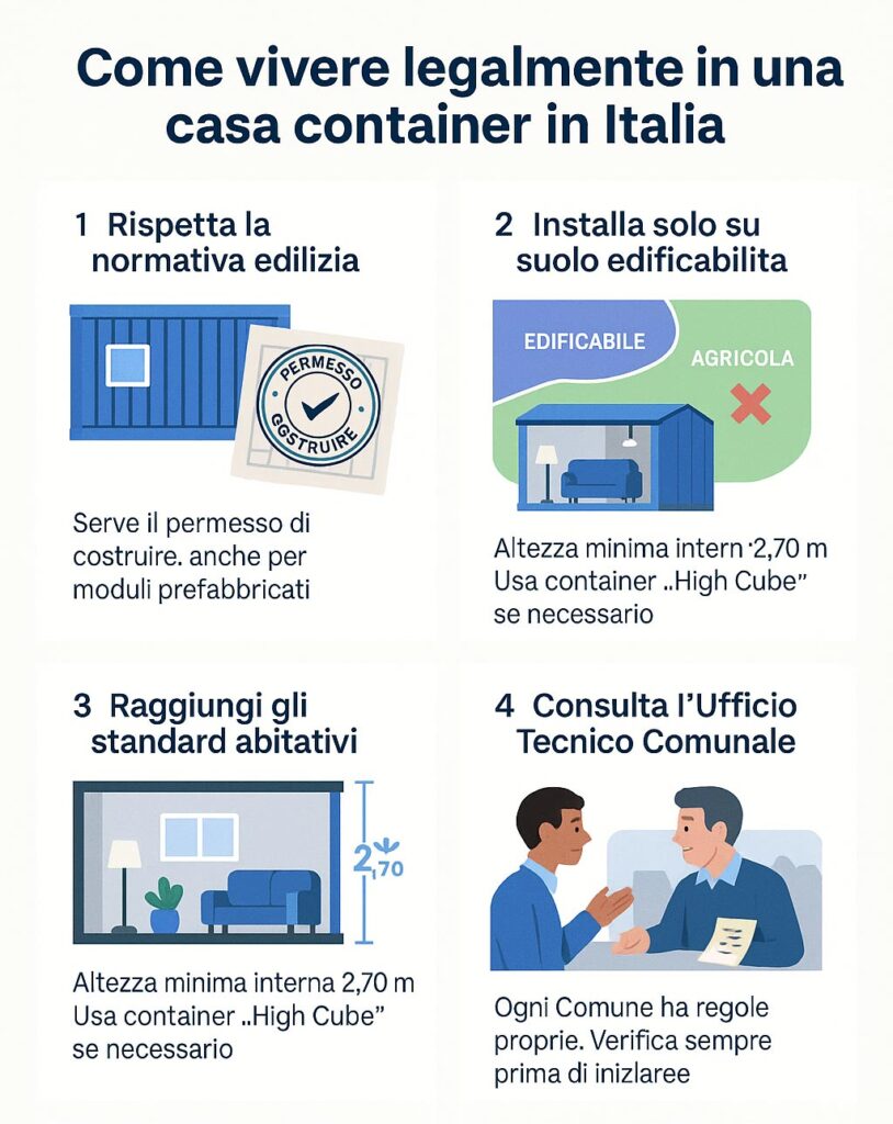 Procedimento per vivere in una casa container