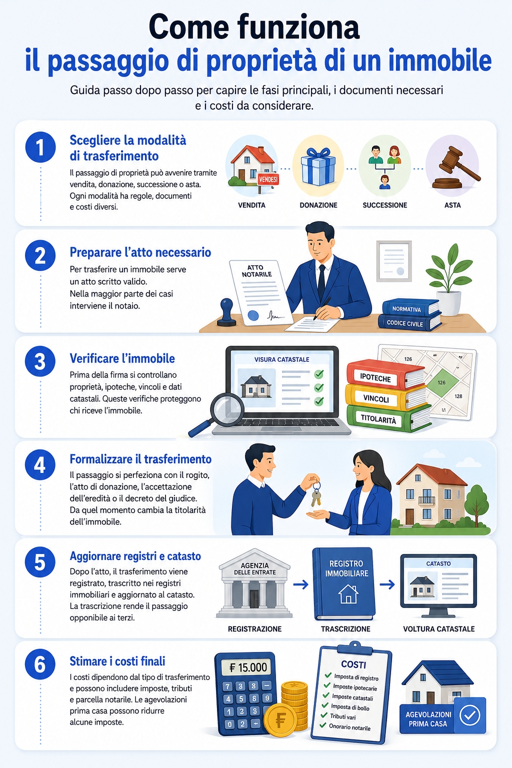 Infografica che spiega come funziona il passaggio di proprietà di una casa