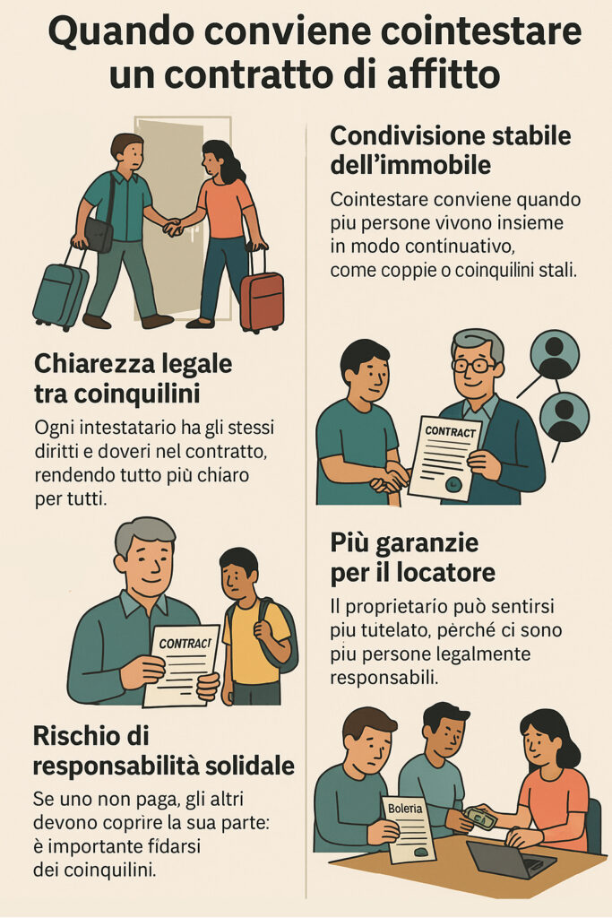 Infografica che illustra a chi conviene il contratto di affitto cointestato