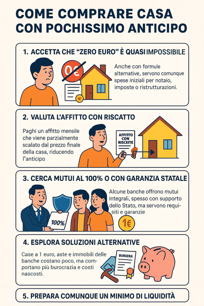 Infografica che illustra se e come si possa comprare una casa senza soldi