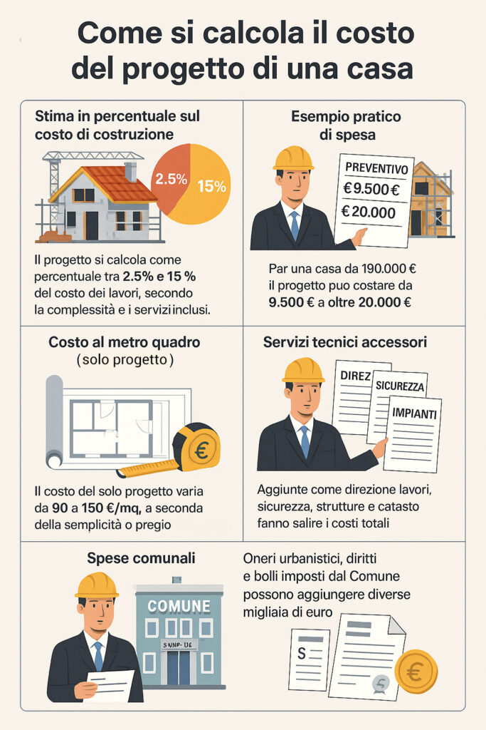 Infografica che illustra il costo del progetto di una casa