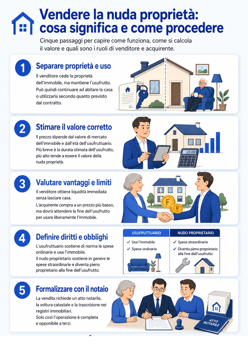 Infografica che illustra cosa vuol dire e come vendere la nuda proprietà