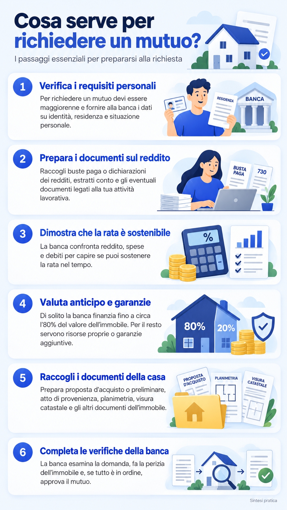 Infografica che illustra cosa serve per richiedere un mutuo