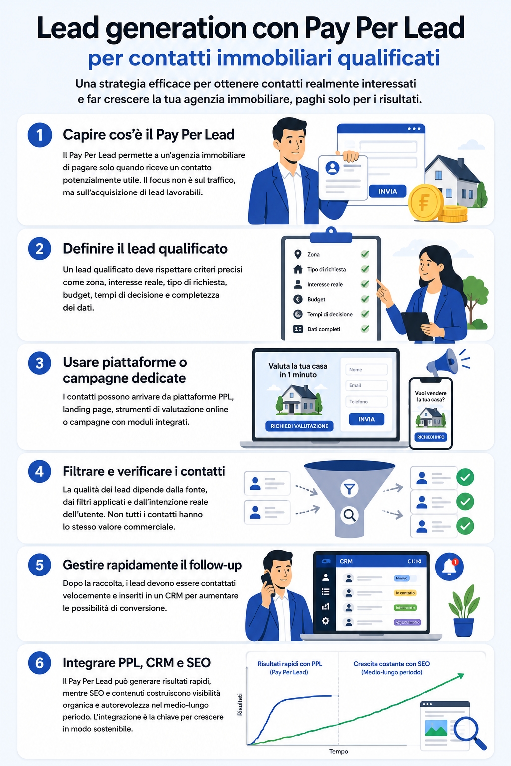 Infografica che illustra come funziona la lead generation con il Pay Per Lead
