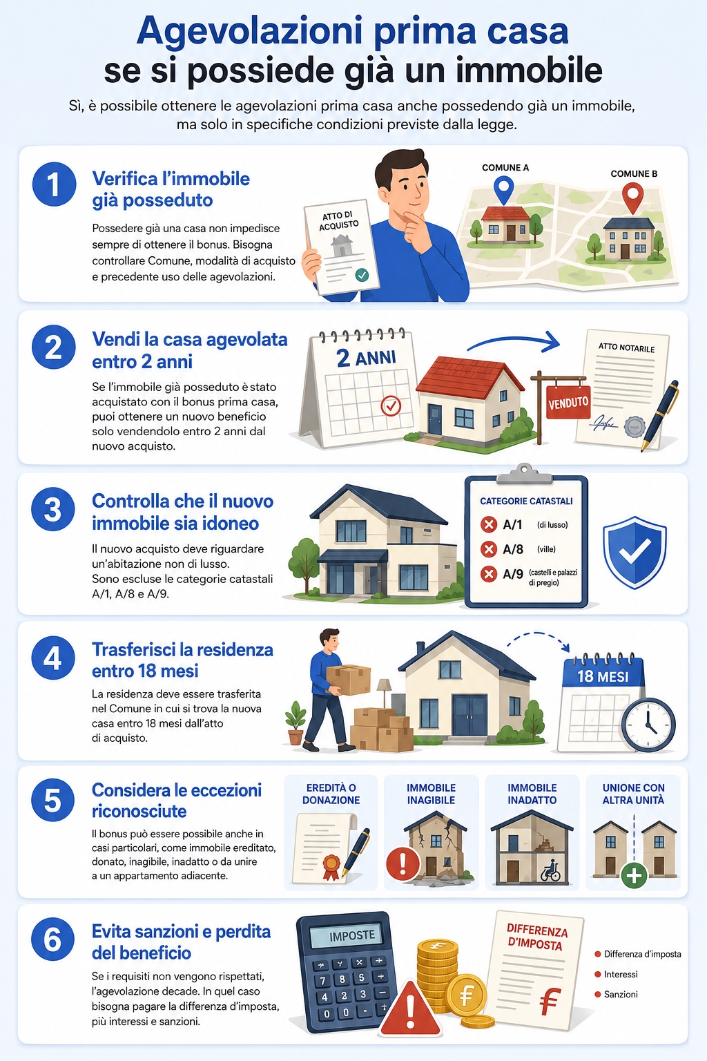 Una infografica che illustra quando è possibile approfittare delle ageolazioni prima casa anche quando si possiede già un immobile