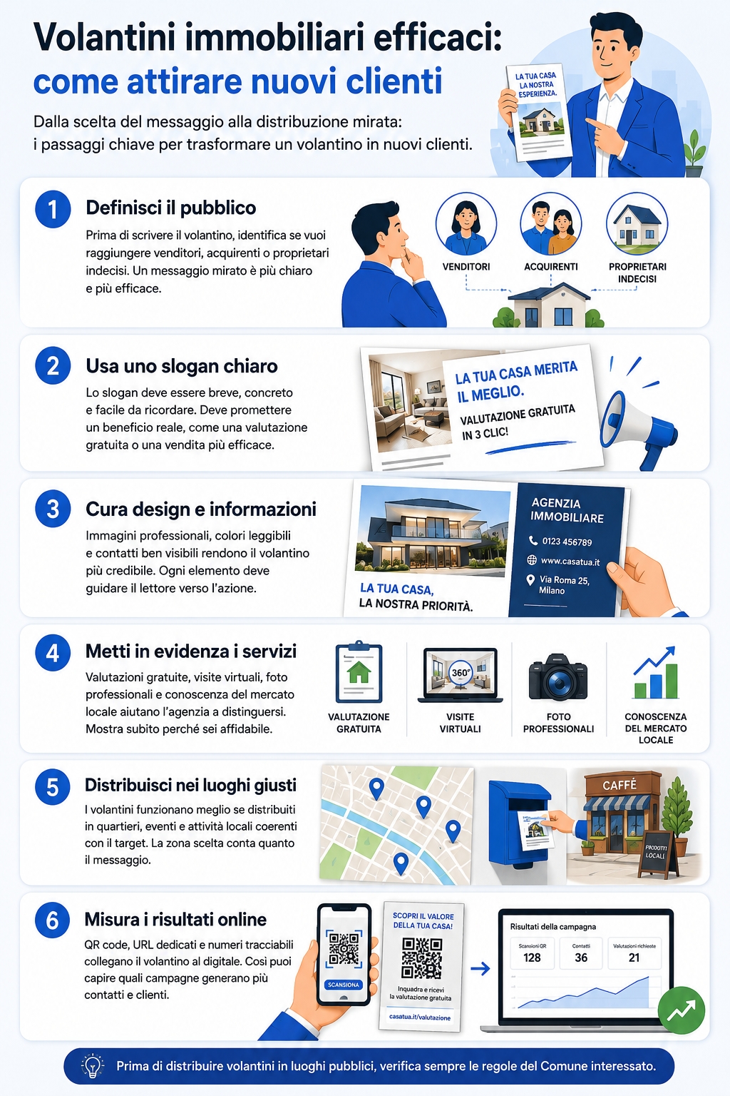 Infografica che illustra come creare volantini immobiliari d'effetto