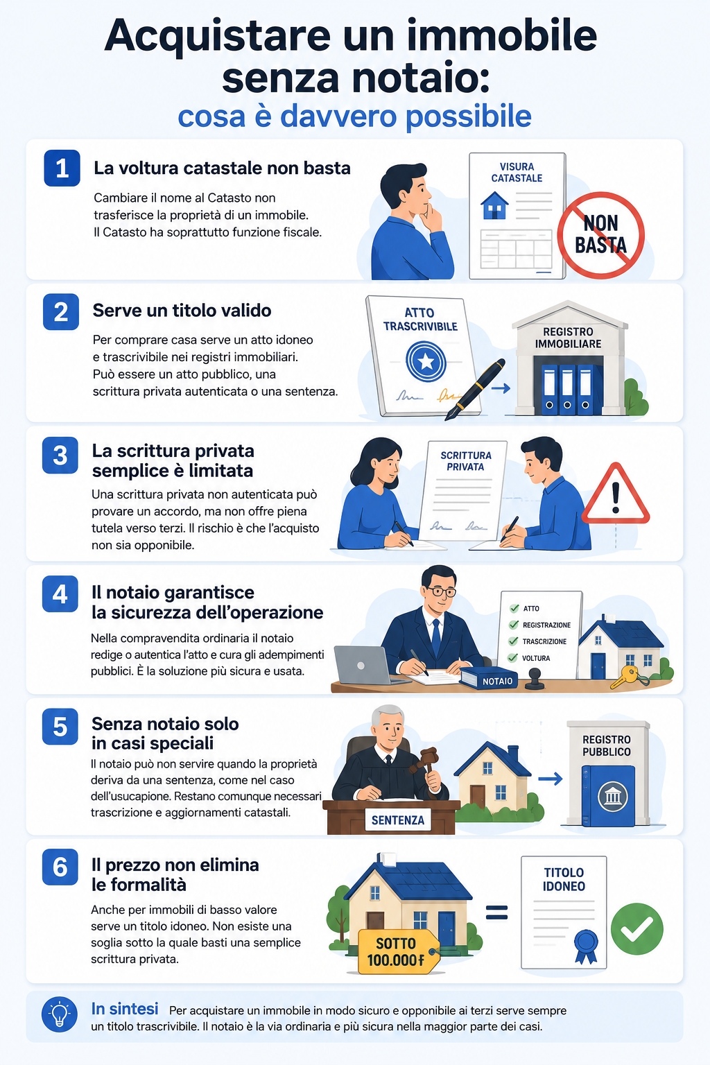 Infografica che illustra se sia possibile comprare una casa senza notaio