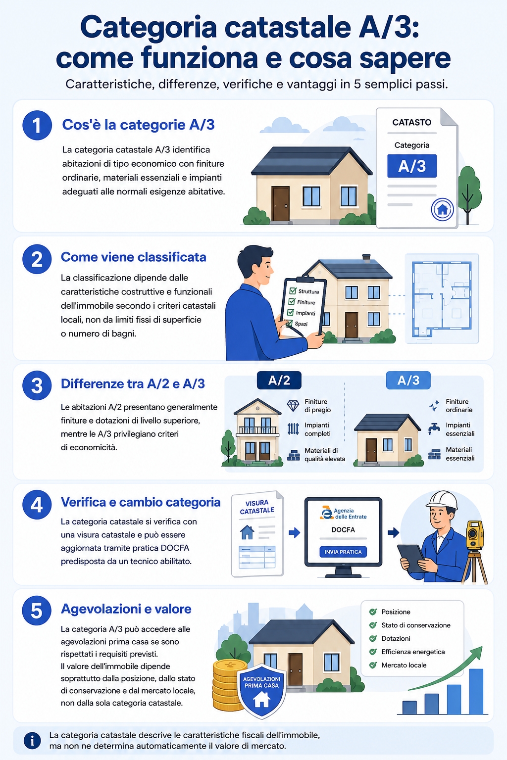 Infografica che illustra cosa significa e cosa comprende la categoria catastale a3