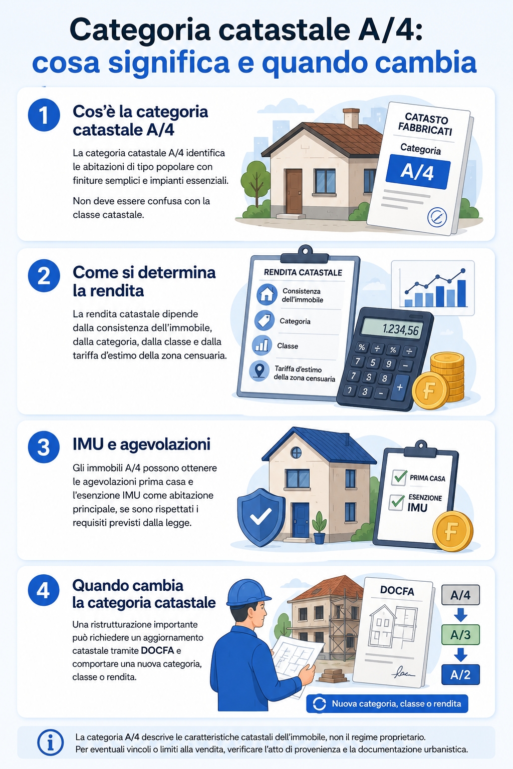 Infografica che illustra cos'è e cosa comprende la categoria catastale a4