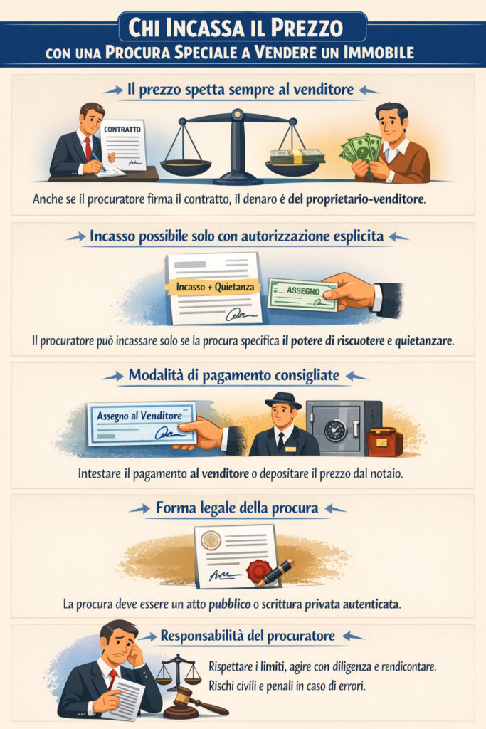 Infografica che illustra chi incassa nella procura speciale a vendere un immobile