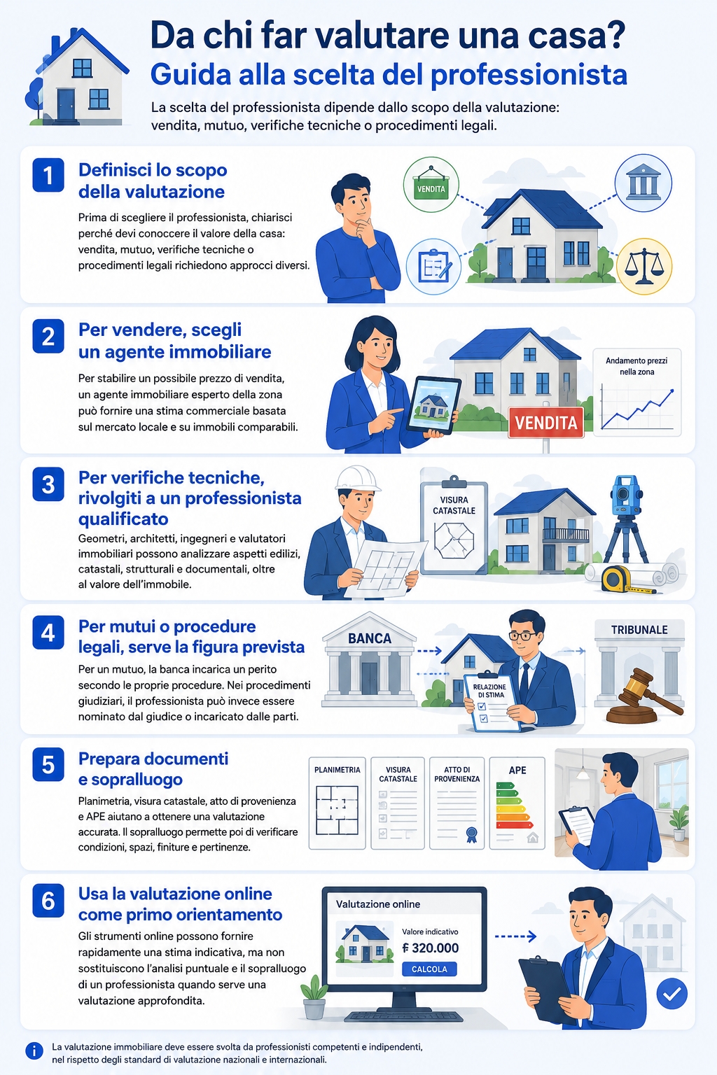Infografica che spiega da chi far valutare una casa
