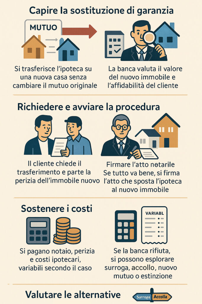 Infografica che illustra come funziona la sostituzione di garanzia