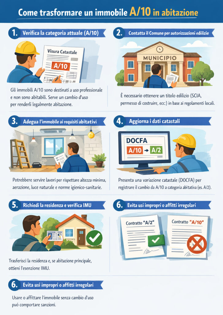 Infografica che illustra come trasformare in abitazione un immobile a10