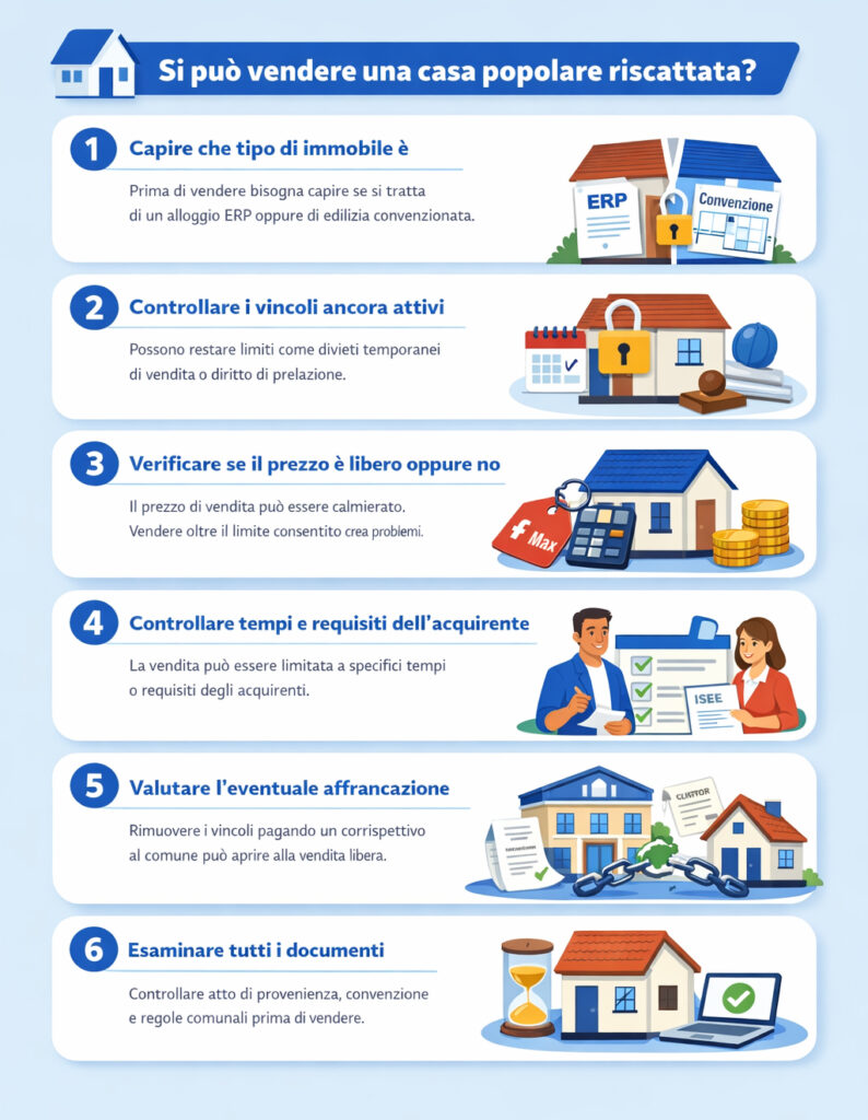 Infografica che illustra come vendere una casa popolare riscattata