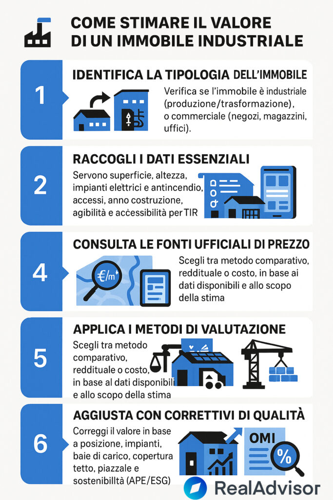 Infografica sulla valutazione degli immobili industriali