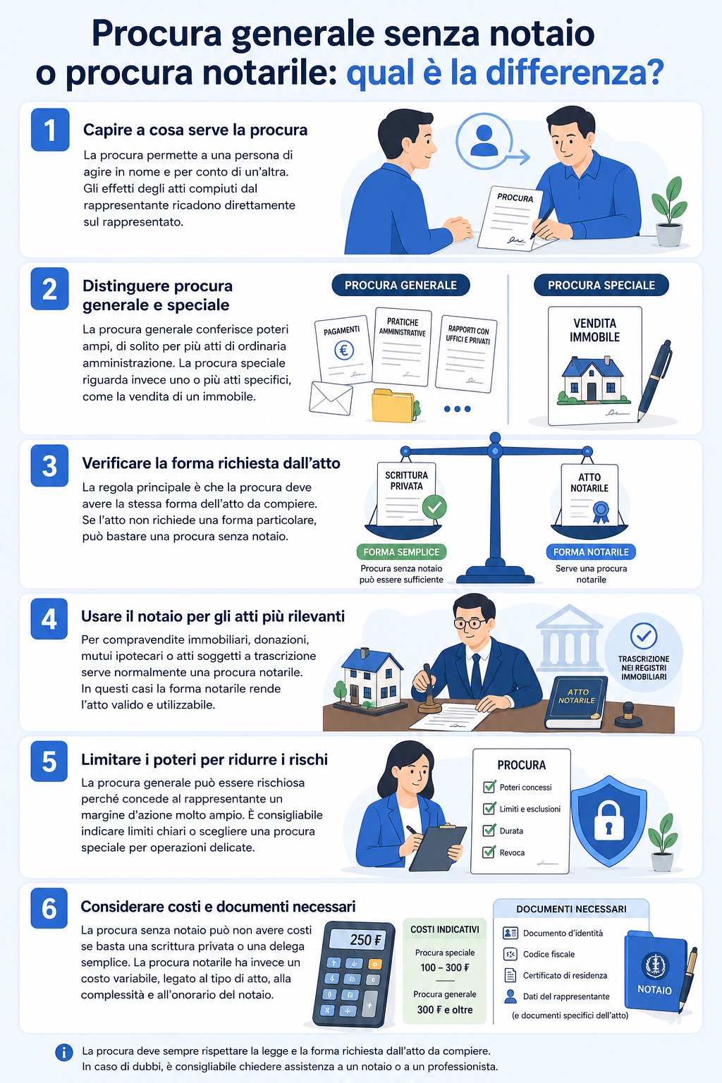 Infografica che illustra cos'è la procura generale senza notaio