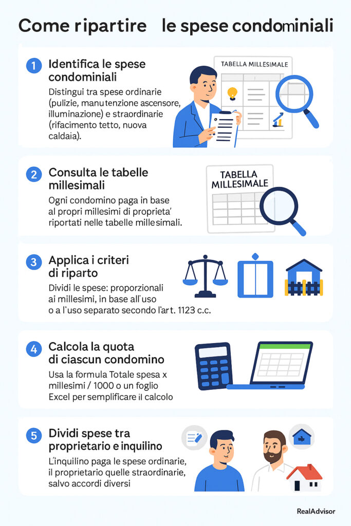 Inforgrafica che spiega come avviene la ripartizione delle spese condominiali