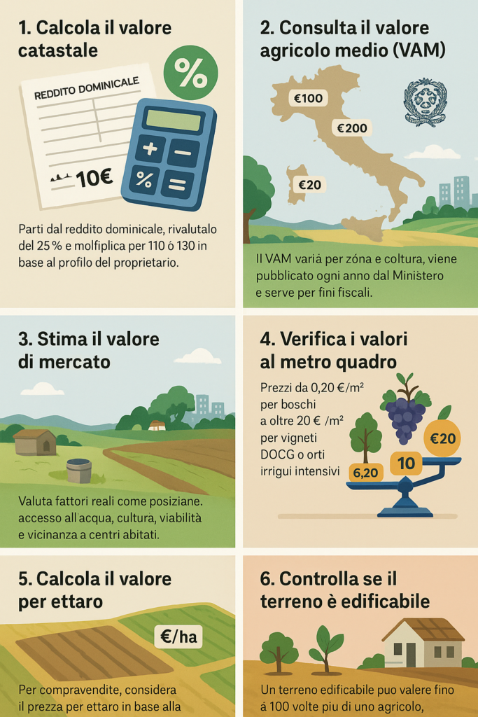 Infografica sul valore di un terreno agricolo