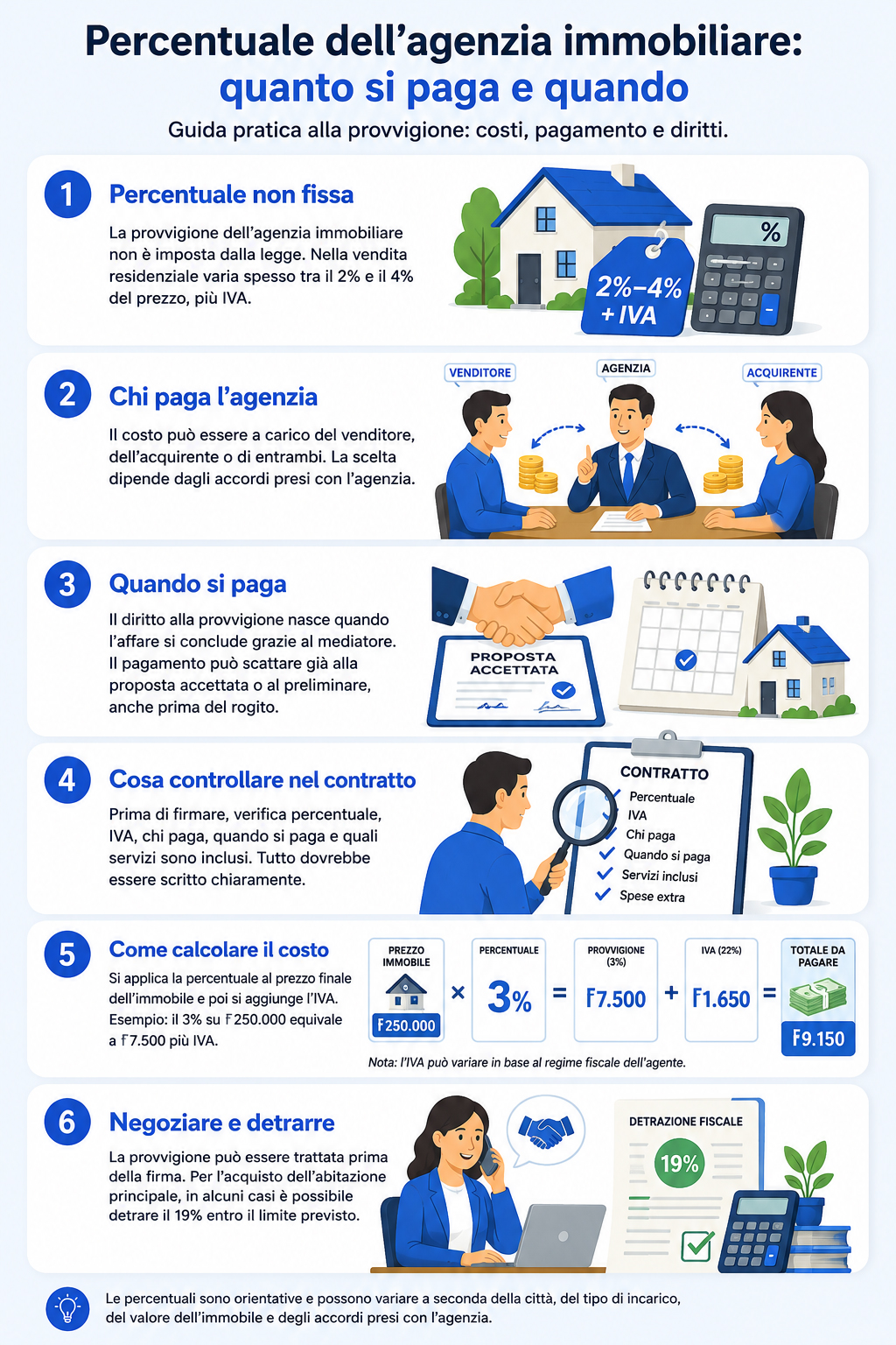 Infografica che illustra come funzionano le percentuali dell'agenzia immobiliare