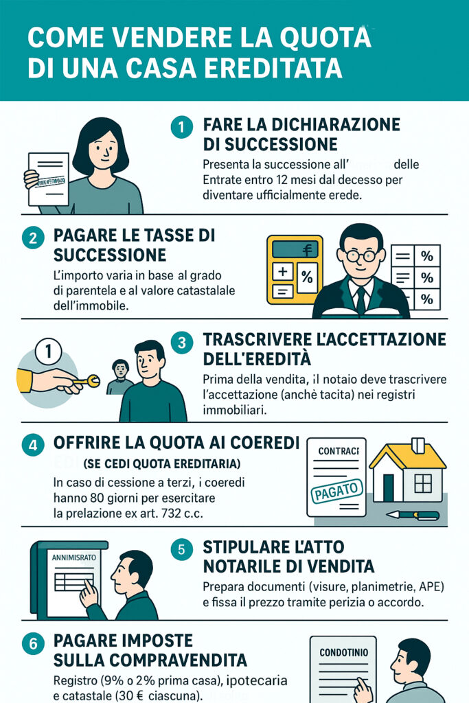 Inforgrafica che spiega come vendere la propria quota di casa ereditata