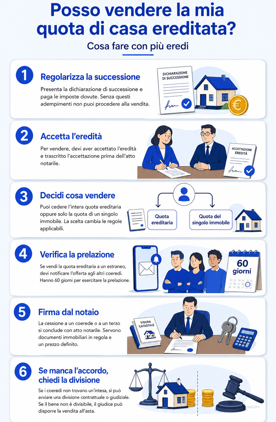 Infografica che illustra se si possa vendere la propria quota di casa ereditata