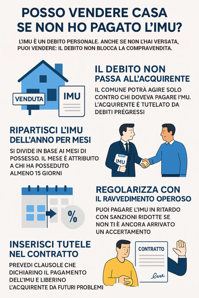 Infografica che illustra se si possa vendere casa se non si è pagato IMU
