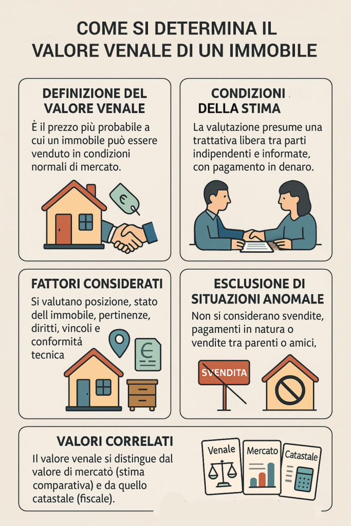 Infografica che illustra come si calcola il valore venale di un immobile