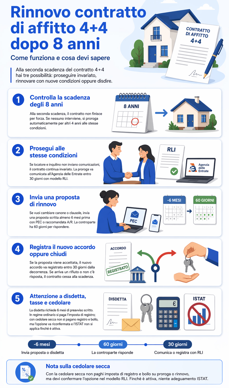Infografica che spiega cosa succede dopo 8 anni in un affitto 4+4