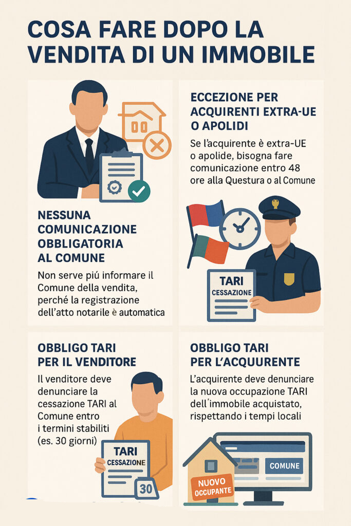 Infografica che illustra cosa fare dopo la vendita di un immobile