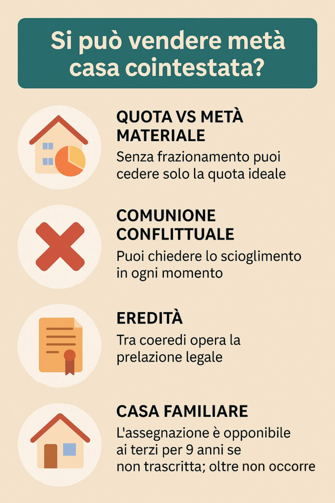 Infografica che illustra se si possa vendere il 50% della propria casa